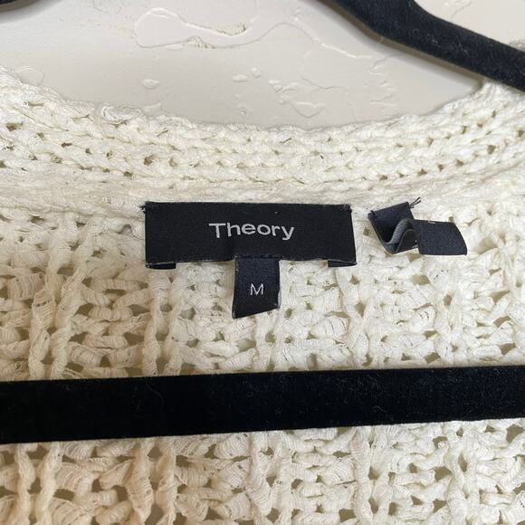 Theory White Cotton Nylon Ribbed Button Up Cardigan Size Medium - Picture 4 of 9